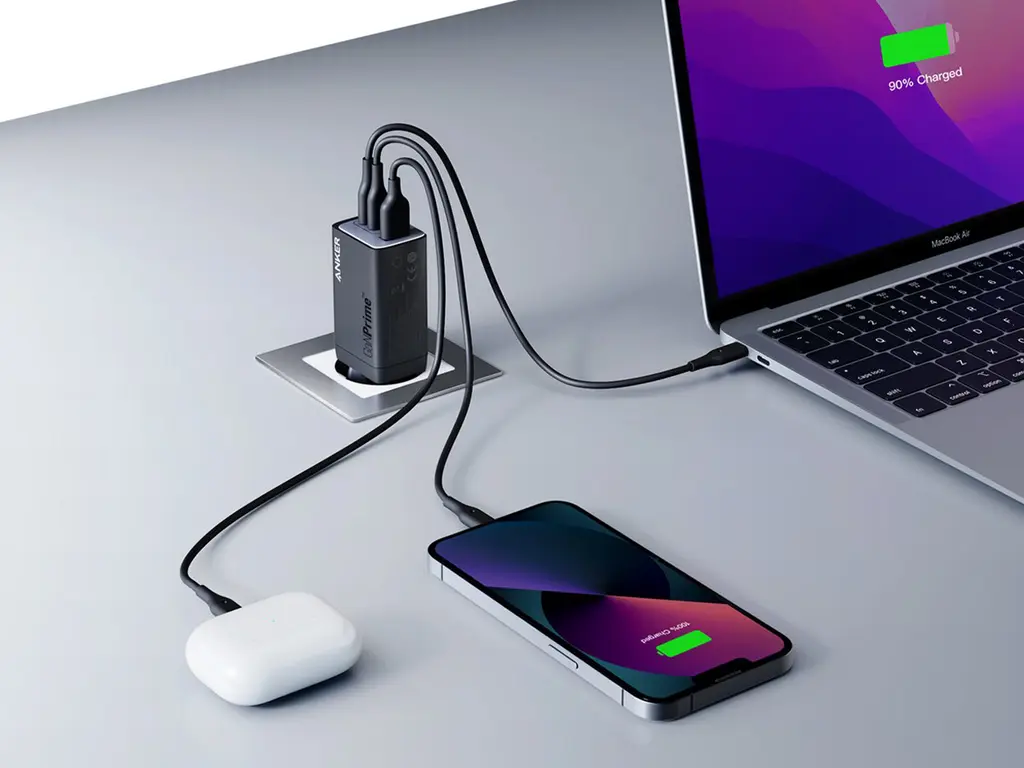 Anker 65W Strømadapter 2 x USB-C + USB-A