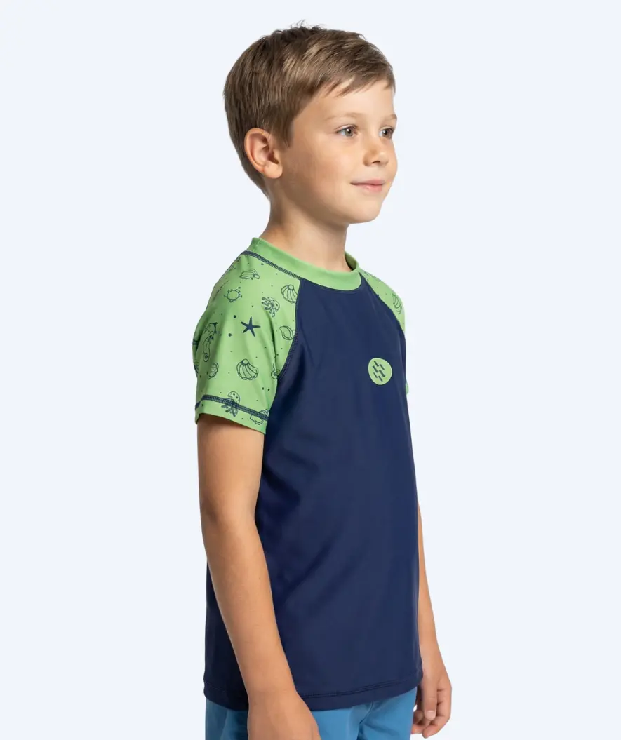 Watery UV-trøye til barn - Brandman Kortermet Rashguard - Grønn/blå