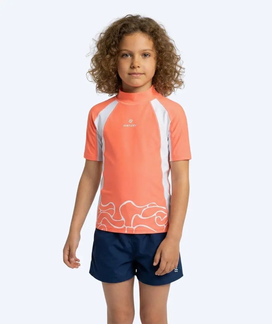 Watery UV-trøye til barn - Chilton Kortermet Rashguard - Lyserød/hvit
