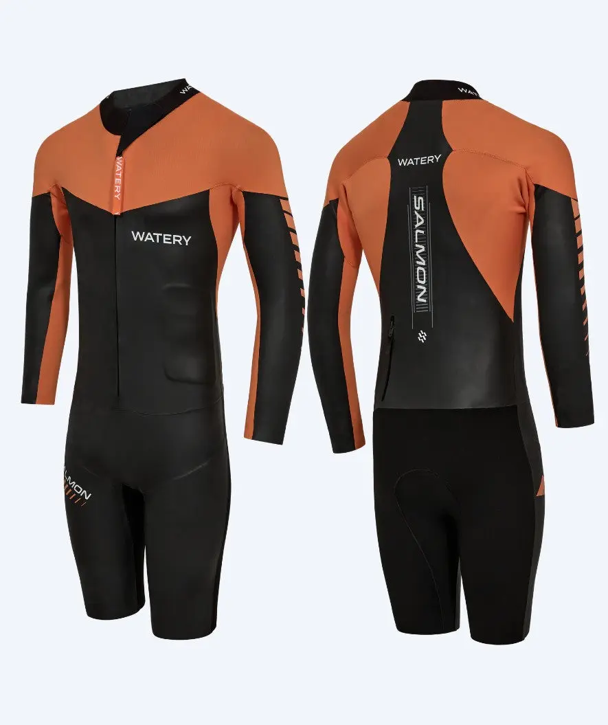 Watery våtdrakt til menn - Salmon Swimrun - Svart/oransje
