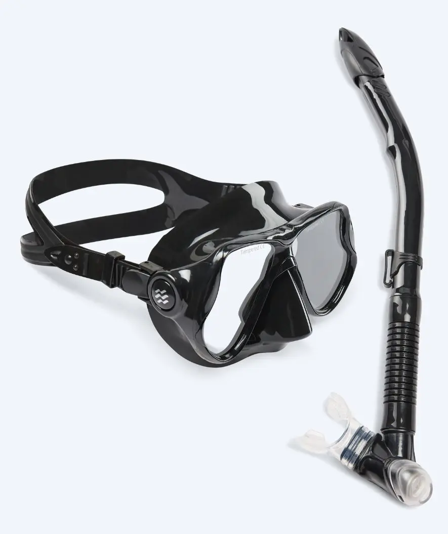 Watery Combo snorkelsett til voksne - Hudson Semi-Dry - Svart