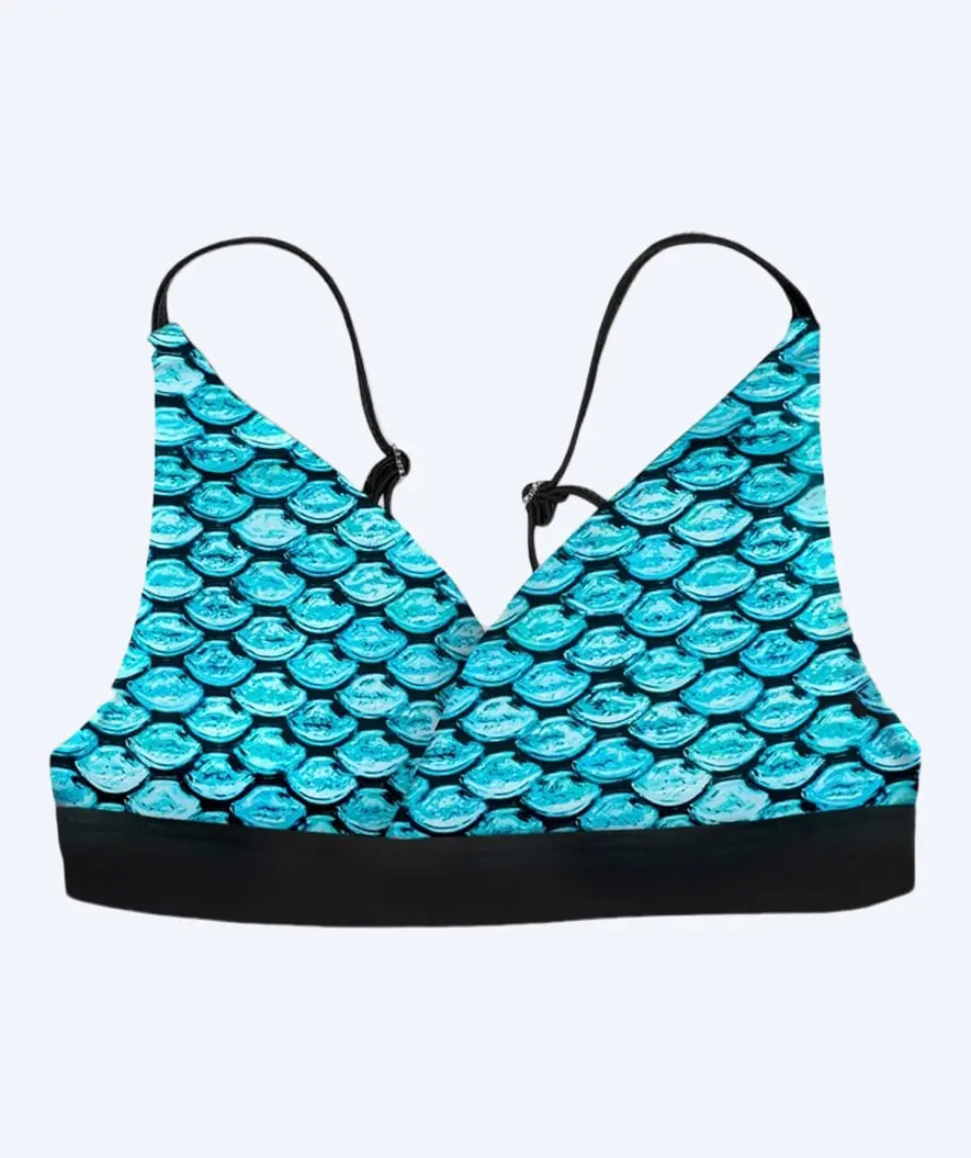 Fin Fun havfrue bikinitopp uten volanger til jenter - Tidal Teal (Lyseblå)