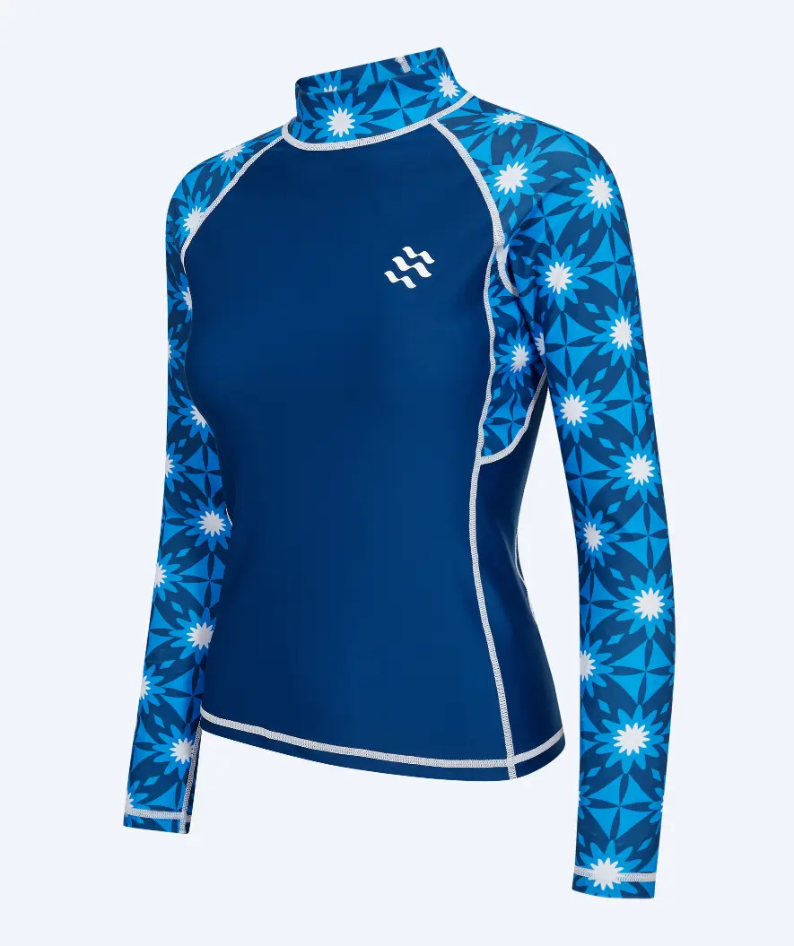 Watery UV-trøye til dam - Aiko Langermet Rashguard - Blå/mørkeblå
