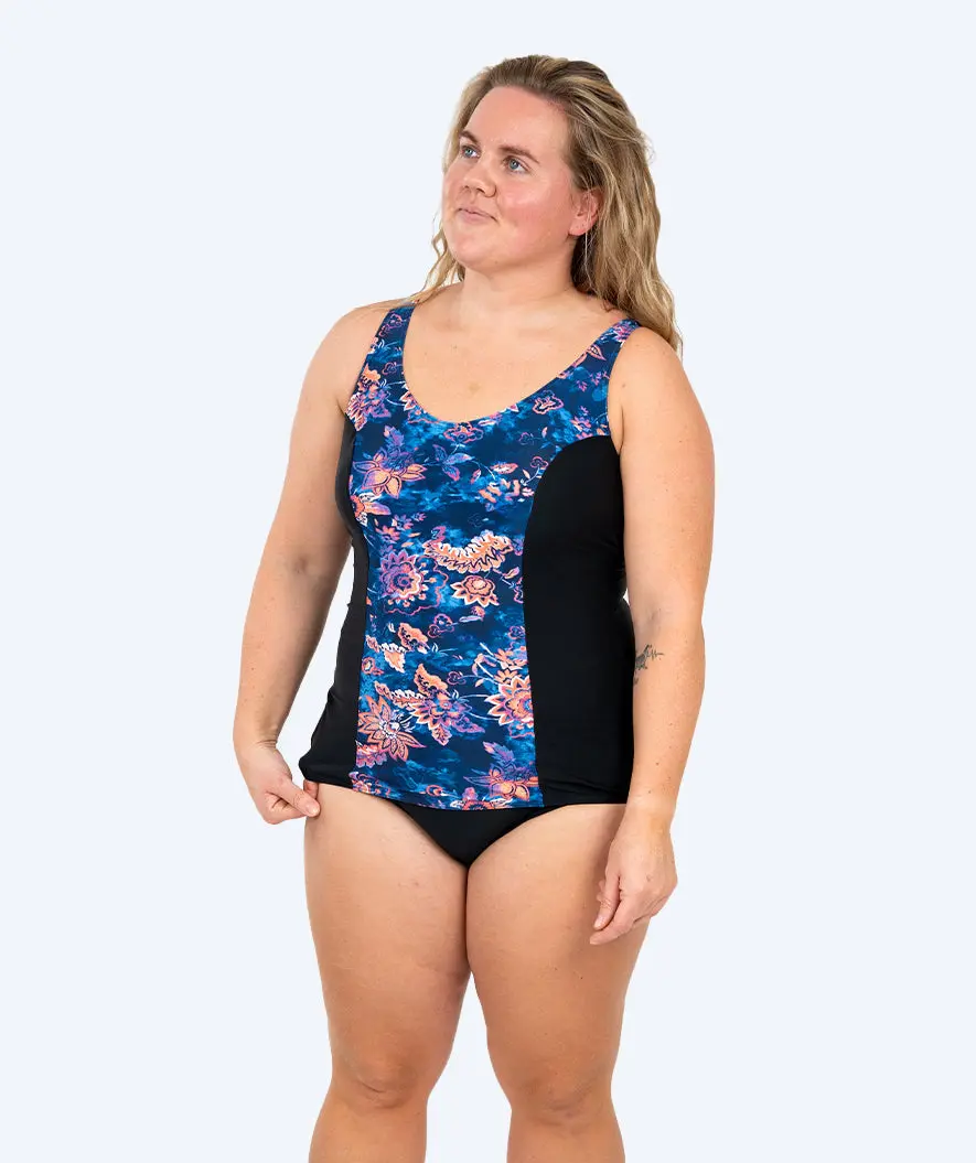 Watery badedrakt plus size til damer med blomster - Vale - Svart/lilla
