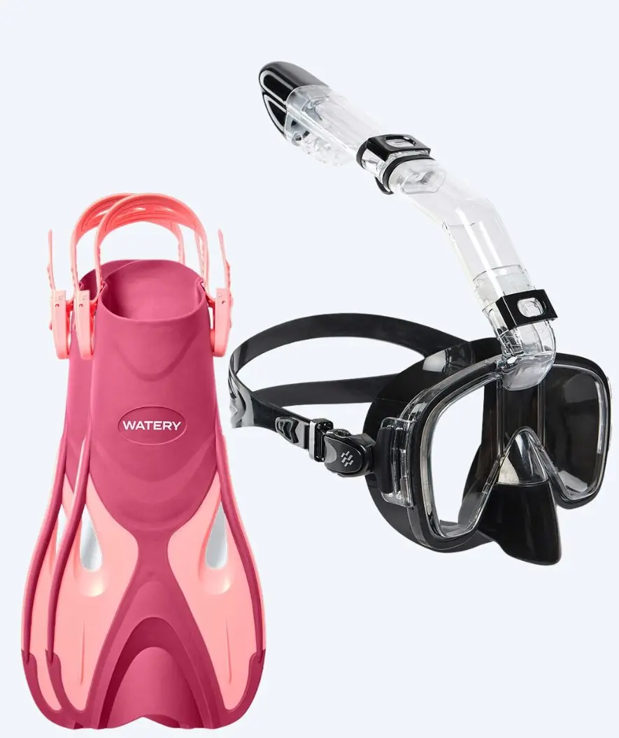 Watery snorkelsett til voksne - Fisher Pearl - Rosa/svart