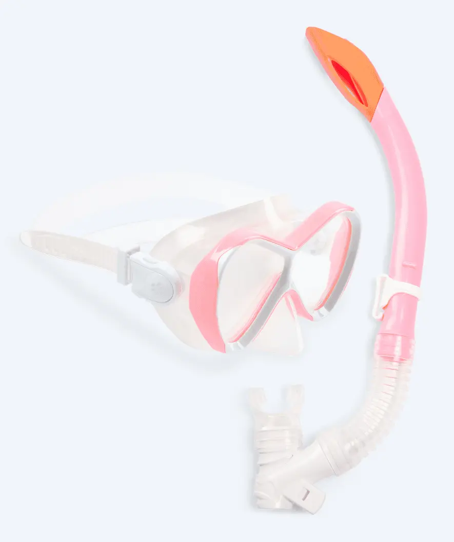 Watery Combo snorkelsett til barn - Triton Semi-dry - Rosa