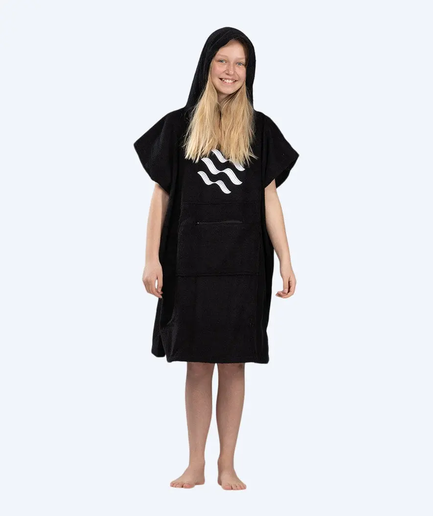 Watery badeponcho til junior (6-15) - Bomull - Svart