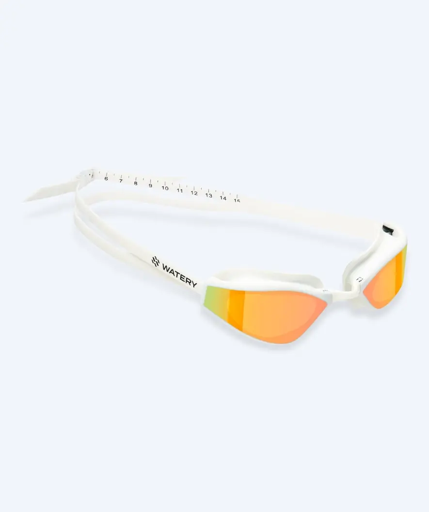 Watery Elite svømmebriller - Storm Racer Mirror - Hvit/gull