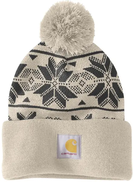 Carhartt W's Knit Pom Jacquard Beanie Oat Milk