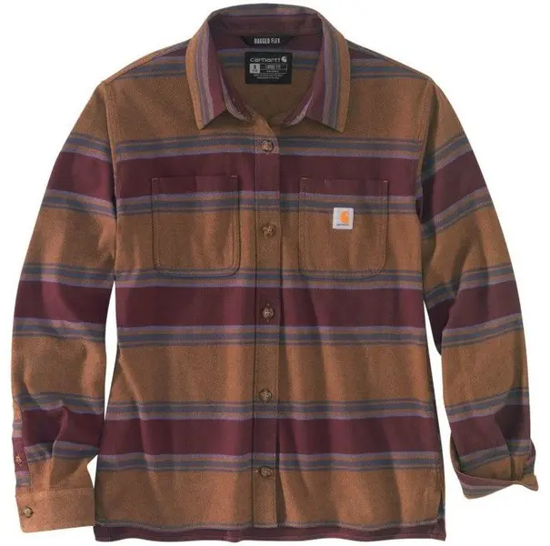 Carhartt W's Rugged Flex Flannel Chocolate Brown Stripe