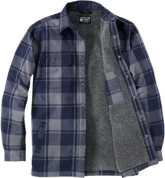 Carhartt M's Flannel Sherpa Lined Shirt Jacket Navy