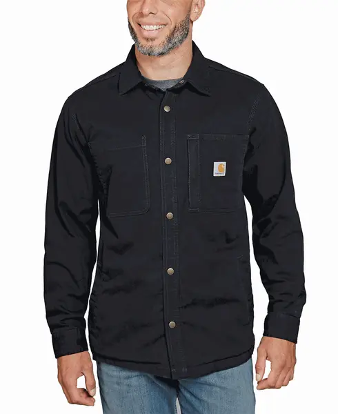 Fleece Lined Snap Front Black
