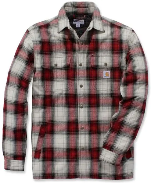 Carhartt M's Hubbard Sherpa Lined Shirt Jacket Relaxed Fit Dark Crimson