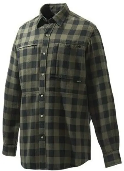 M's Overshirt Zippered Pocket Green & Black Check