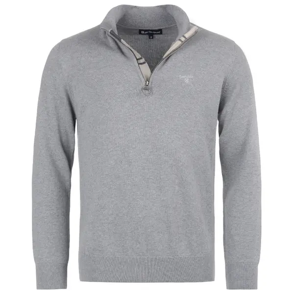 Cotton Half Zip Knit Grey Marl