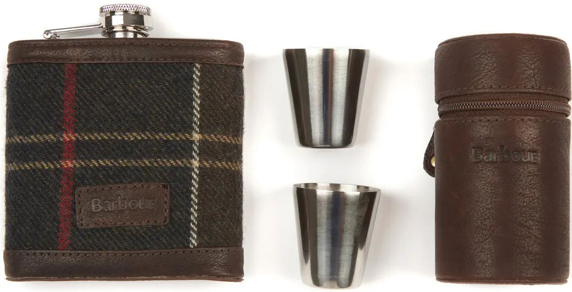 Hip Flask & Cups Gift Set Tartan