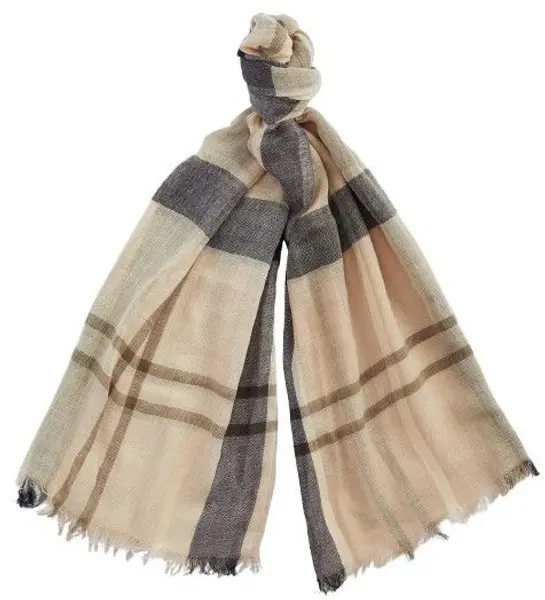 W's Abigail Tartan Scarf Dark Navy/Light Sand
