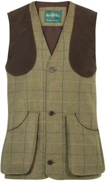 M's Rutland Tweed Shooting Waistcoat Dark Moss