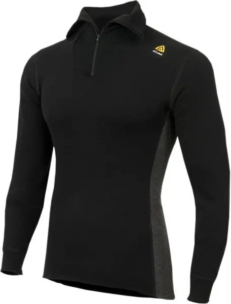 Aclima WarmWool Polo with Zip Man Jet Black/Marengo