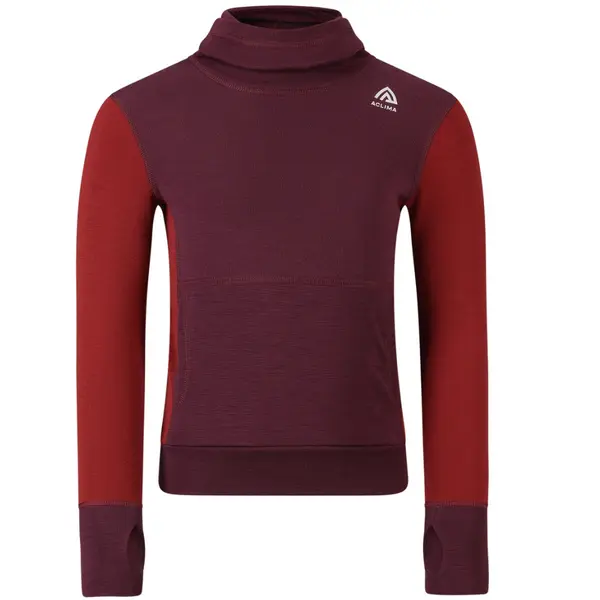 Warmwool Hoodsweater Kids Fig/Red Dahlia