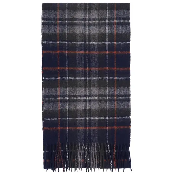 New Check Tartan Scarf Navy/Dark Ginger
