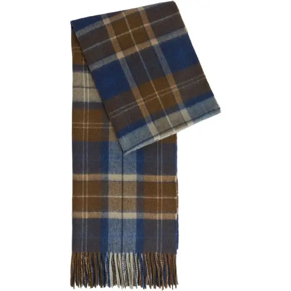 Brack Patchwork Tartan Scarf Navy/Sandstone
