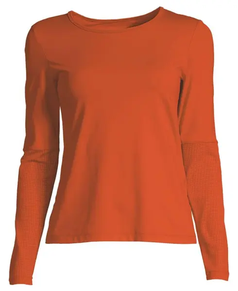 Essential Long Sleeve w/Mesh Insert Papaya Red