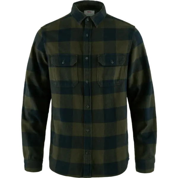 Övik Heavy Flannel Shirt M Deep Forest-Dark Navy