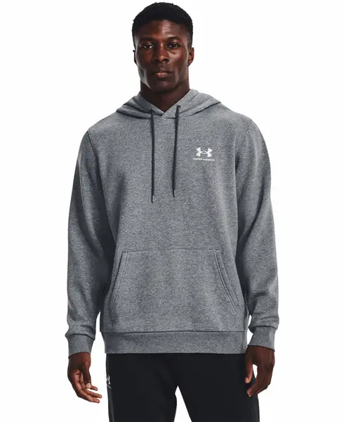 Essential Fleece Hoodie Pitch Gray Medium Heather/White