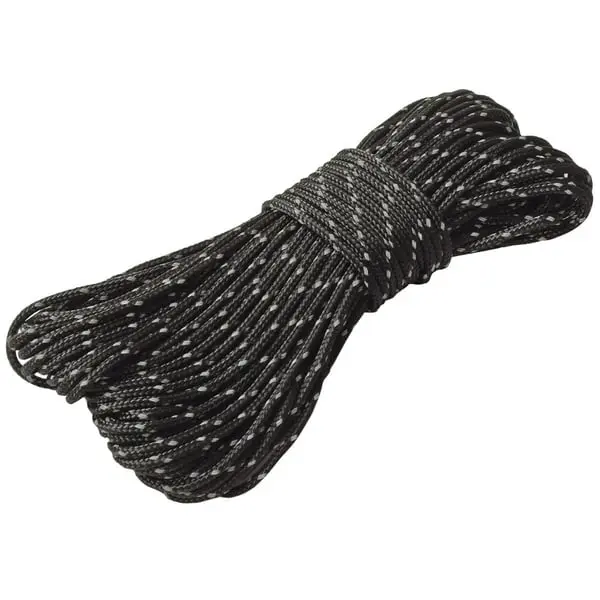 Reflective Dyneema Tent Cord 15M Black
