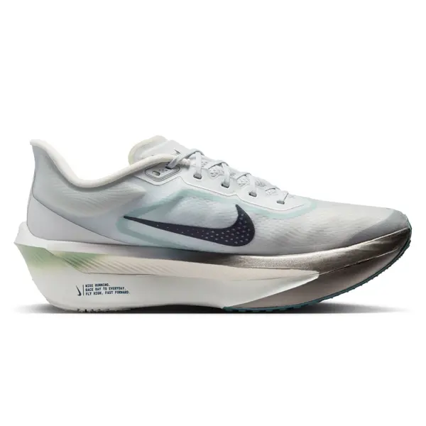 M's Zoom Fly 6 Road Racing Shoes Pure Platinum/Dark Obsidian-Grey Fog