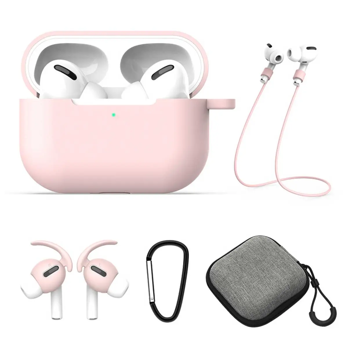 AirPods Pro Case Calcinal Earhooks Bag 5-i-1 Pink