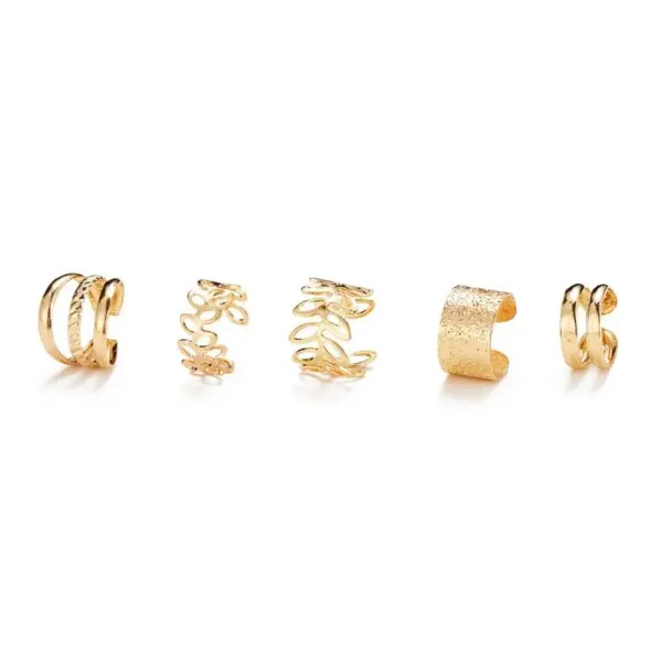 Fake Helix Piercing 5-pack ørepynt mansjett uten hull gull