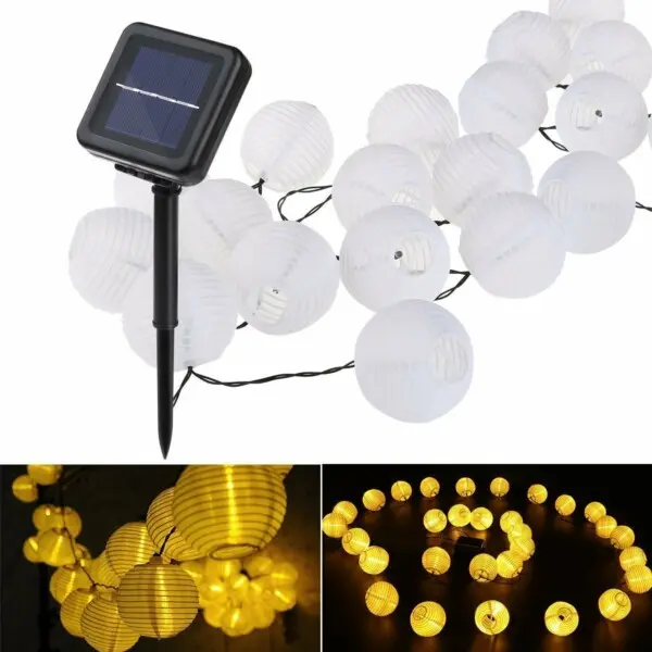 Solcelle rislampe lyssløyfe Paper Lamp LED 3,5m 10 lykter