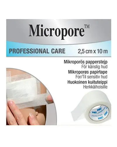 3M Micropore tape refill 2,5 cm x 10 m hvit 1 stk