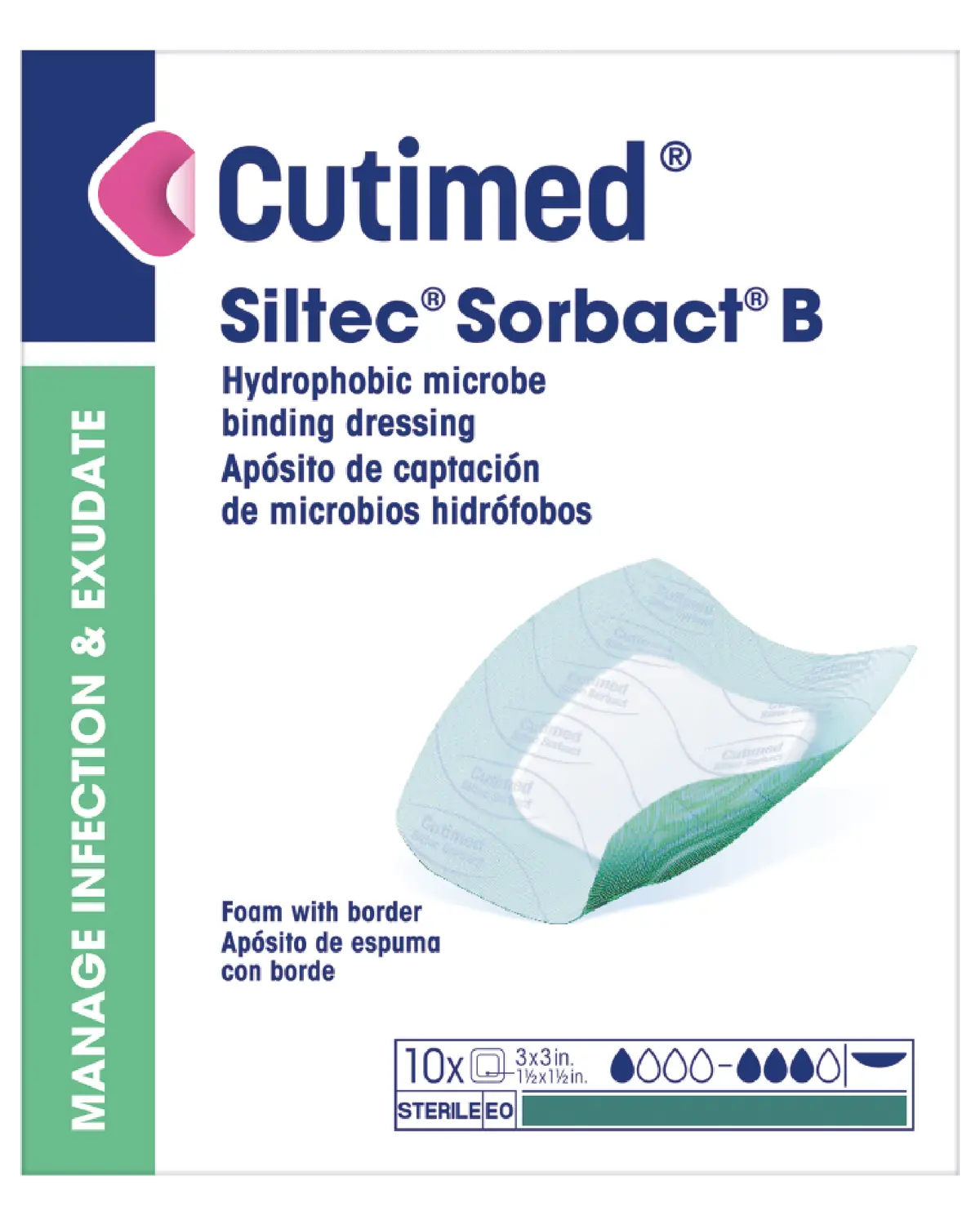 Cutimed Siltec Sorbact B bandasje 10 x 10 cm 10 stk