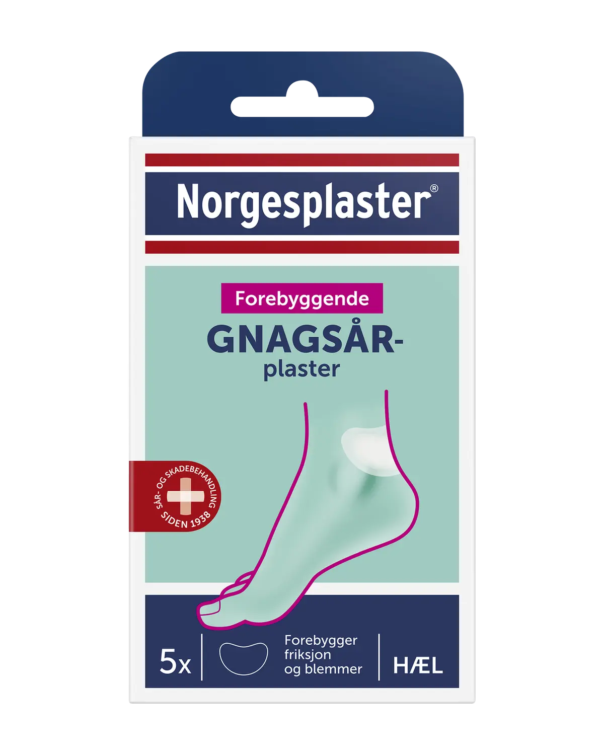 Norgesplaster Forebyggende gnagsårplaster til hæl 5 stk