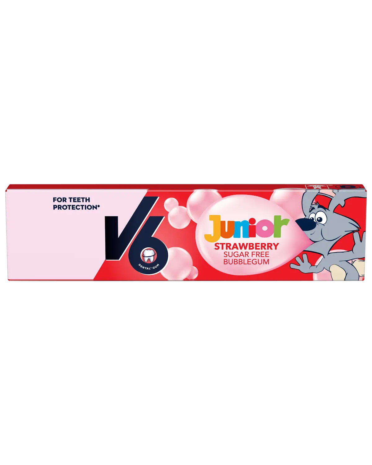 V6 Junior bobletyggegummi jordbær 22 g