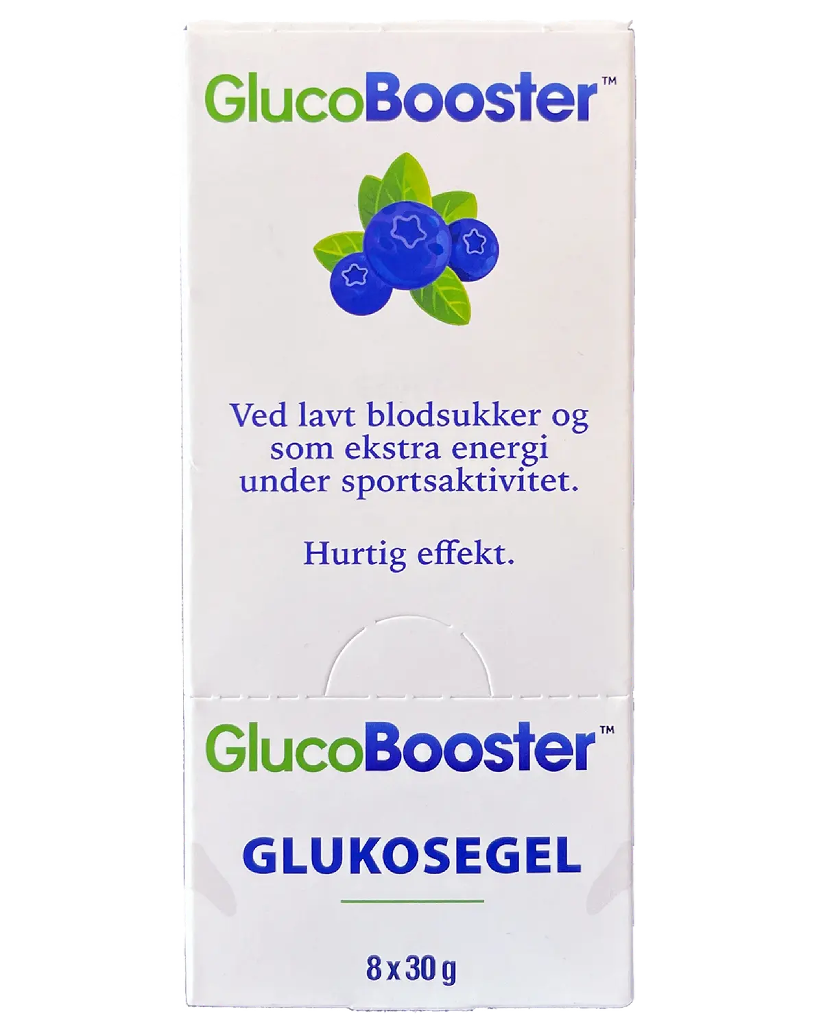 GlucoBooster glukosegel blåbær 8 x 30 g