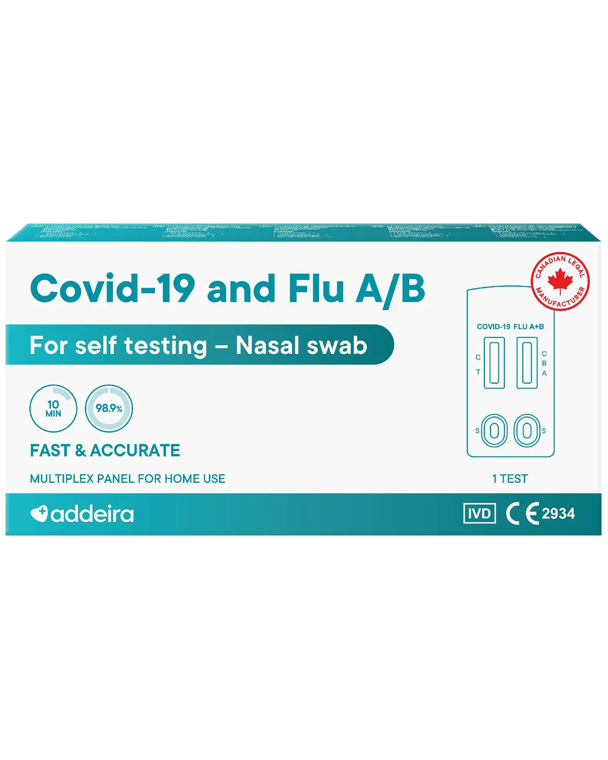 Addeira selvtest for covid-19 og influensa A/B 1 stk