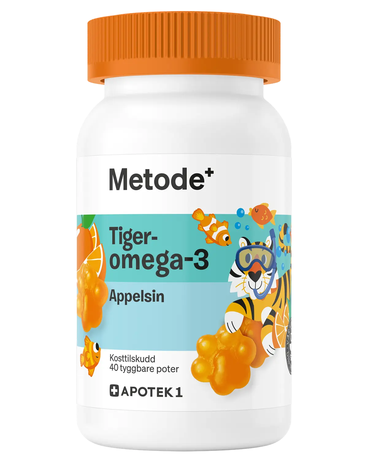 Metode Tigeromega-3 tyggbare poter appelsin 40 stk