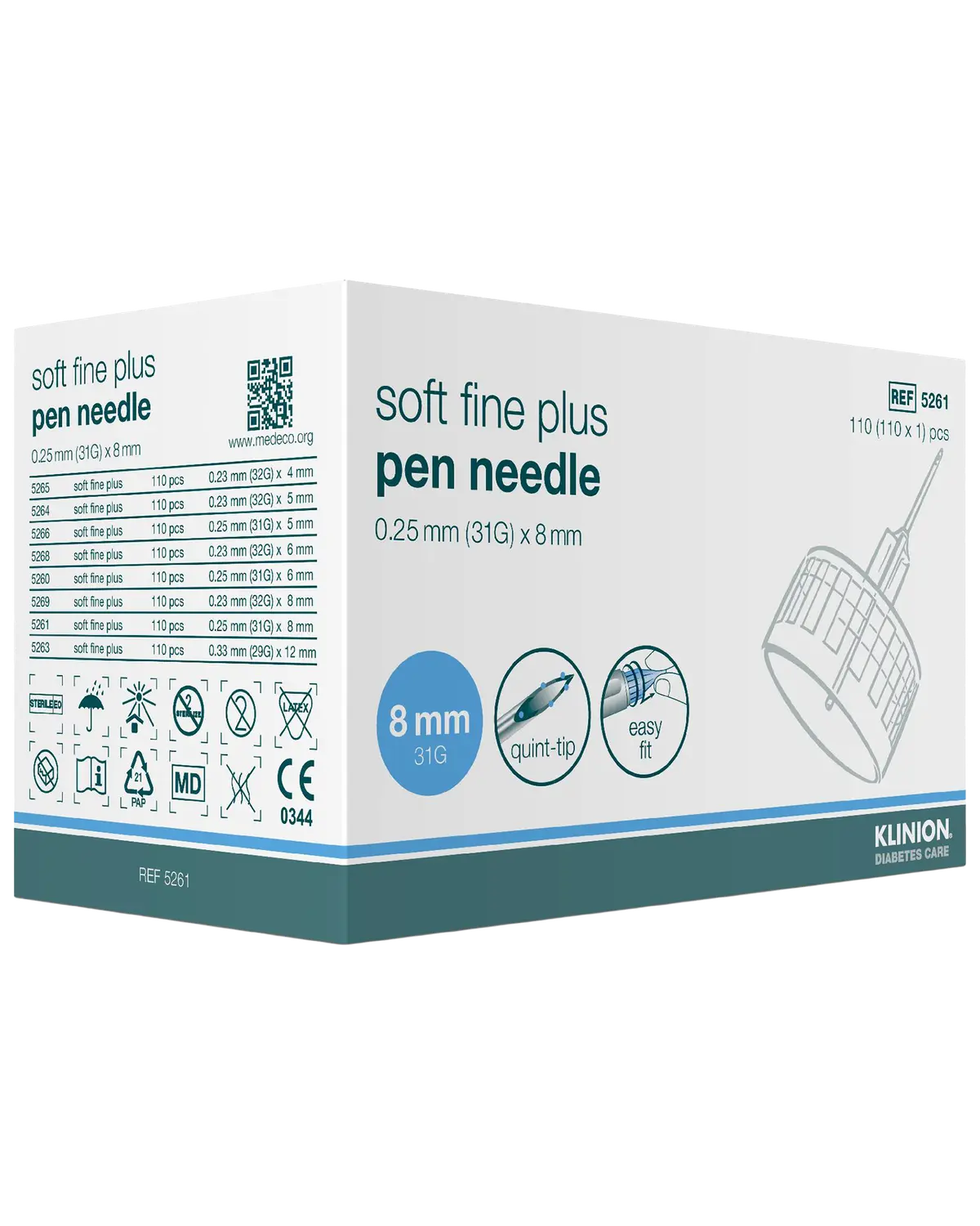 Klinion Soft Fine pennekanyler 0,25 mm (31G) x 8 mm 110 stk