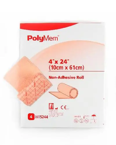PolyMem bandasje på rull uten fikseringstape 10 x 61 cm 4 stk