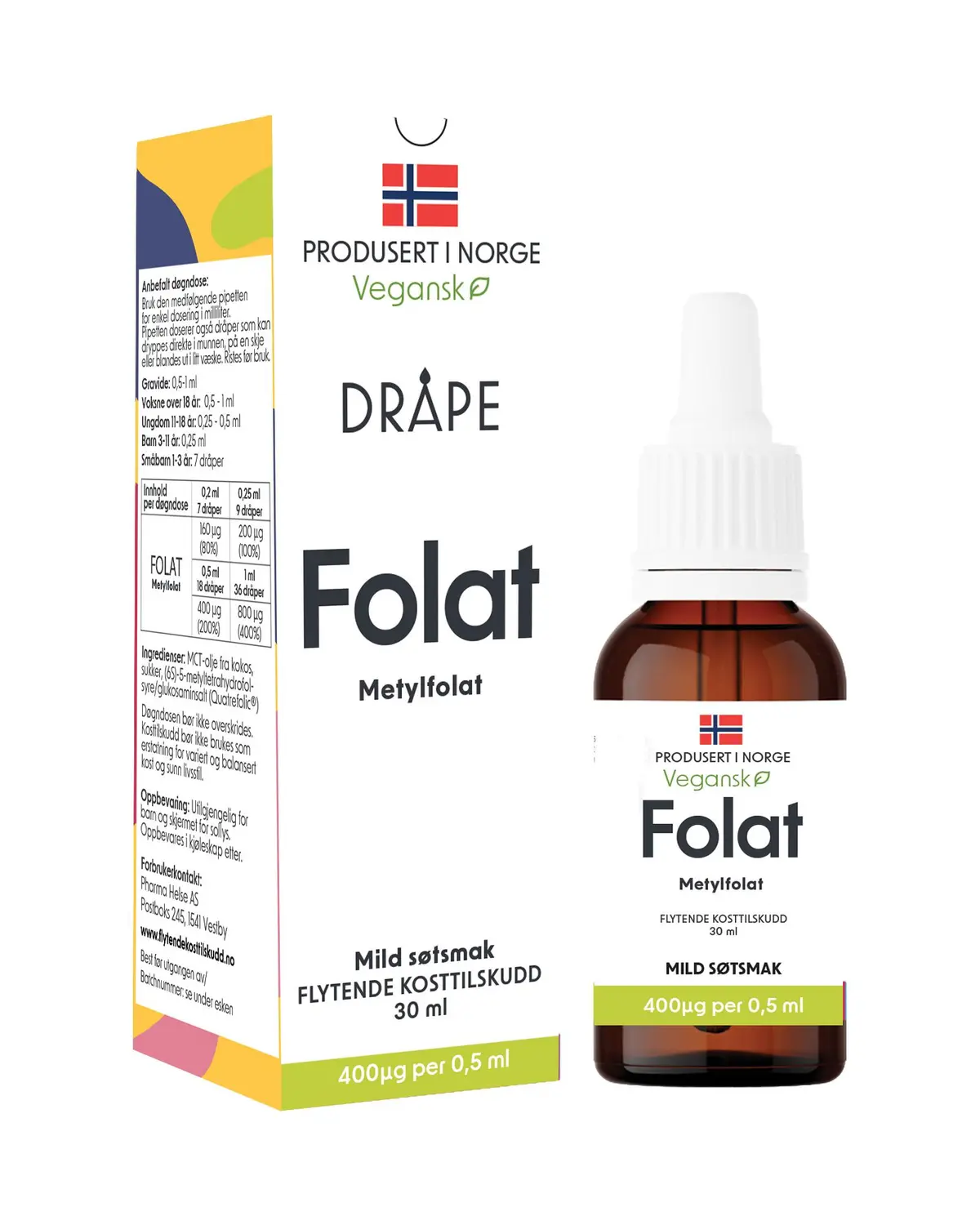 Dråpe Folat dråper mild søtsmak 30 ml