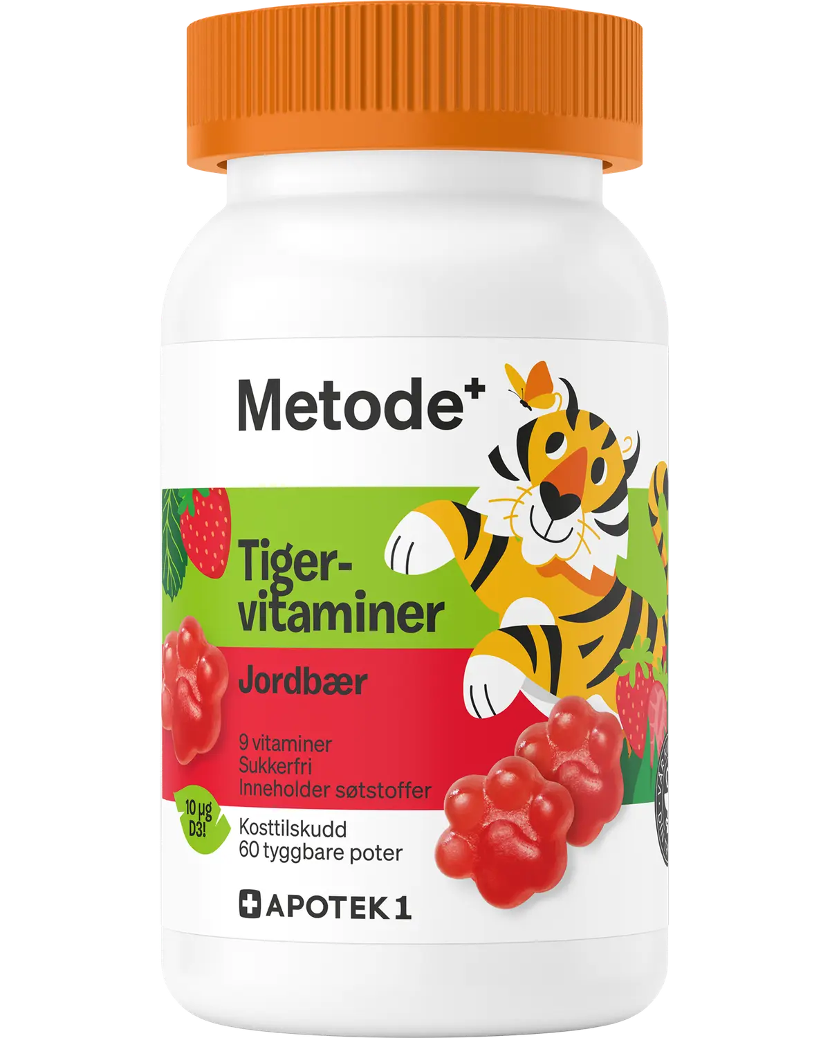 Metode Tigervitaminer tyggbare poter jordbær 60 stk