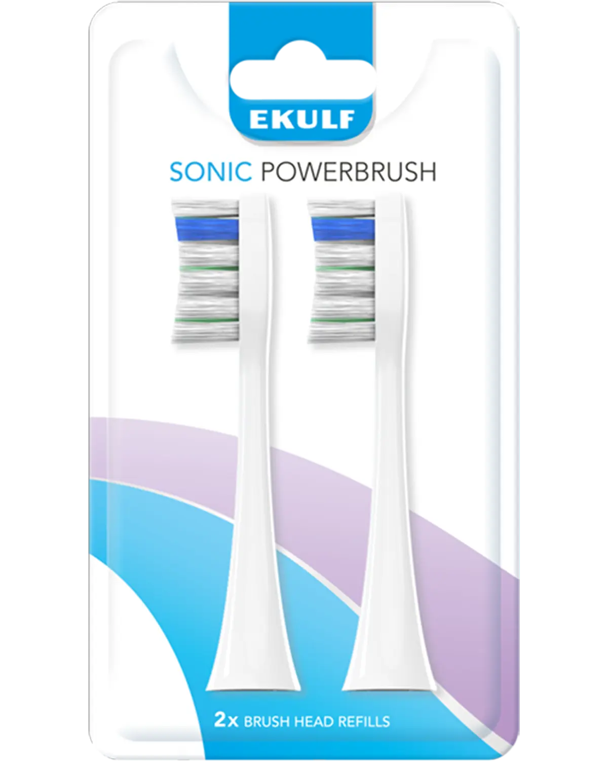 Ekulf Sonic Powerbrush tannbørstehode refill hvit 2 stk