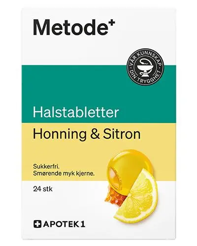 Metode halstabletter honning og sitron 24 stk
