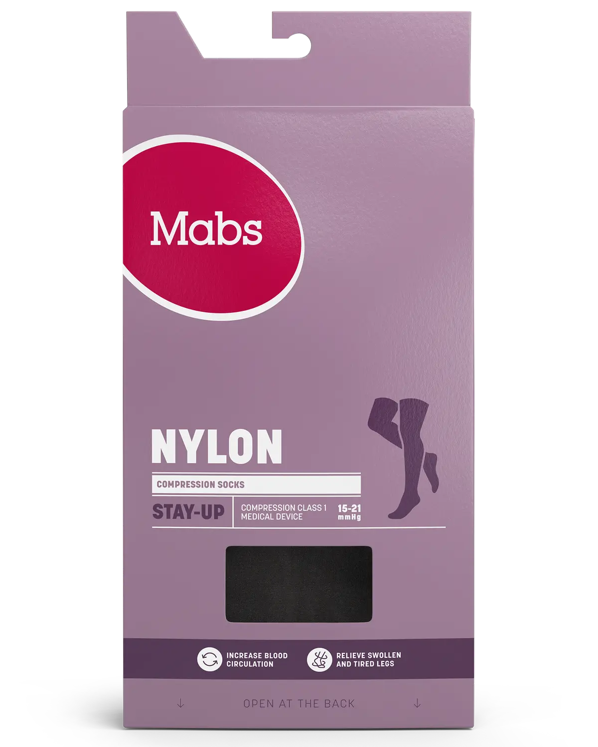 Mabs Nylon kompresjonsstrømpe lår klasse 1 sort S 1 par
