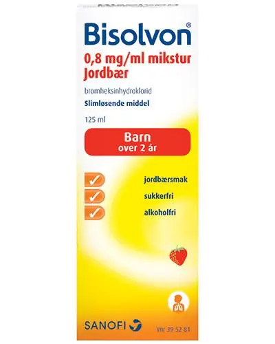 Bisolvon 0,8 mg/ml mikstur jordbærsmak 125 ml