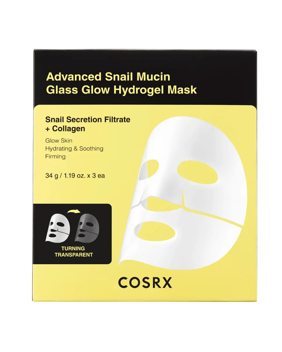 Advanced Snail Mucin Glass Glow Hydrogel Mask 3 x 34 g